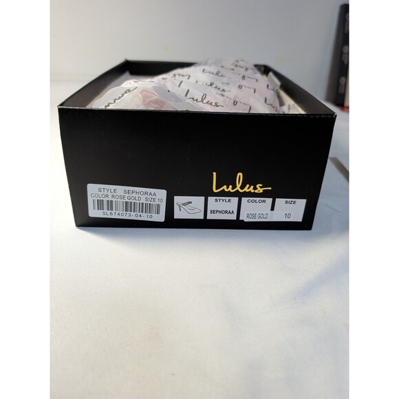 Women's Lulus Satin Pearl Rose Gold Wedding Shoes Pointed High Heels Sephora 10 - Picture 8 of 9